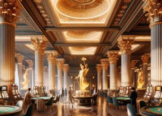 Casino avec colonnes et statues d'Hermès